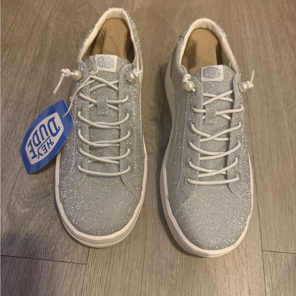 Hey Dude Women's Glittery Gray Shoes